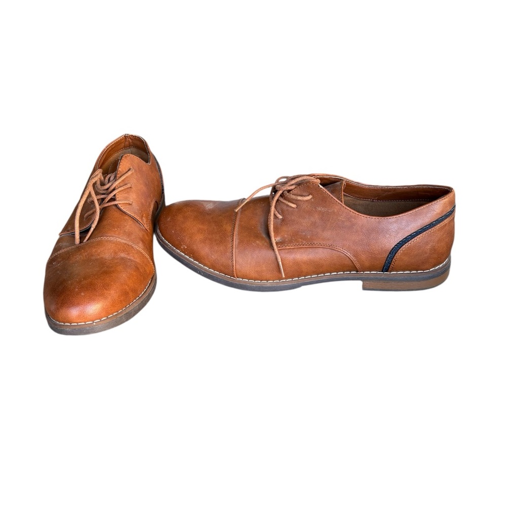 London Fog Men's Cognac Leather Derby Dress Shoes
